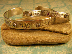 Silver cuffs with birthstones