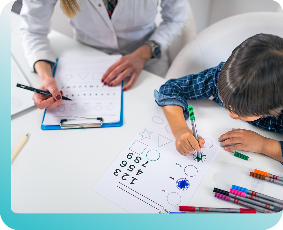 Child completing a psychoeducational assessment with a specialist