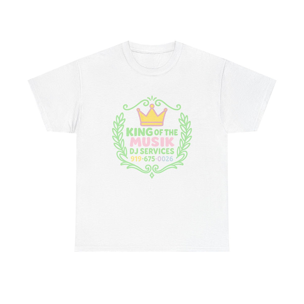 Thumbnail: King of the Musik Unisex Heavy Cotton Tee, Music Lover Gift, DJ Services Shirt