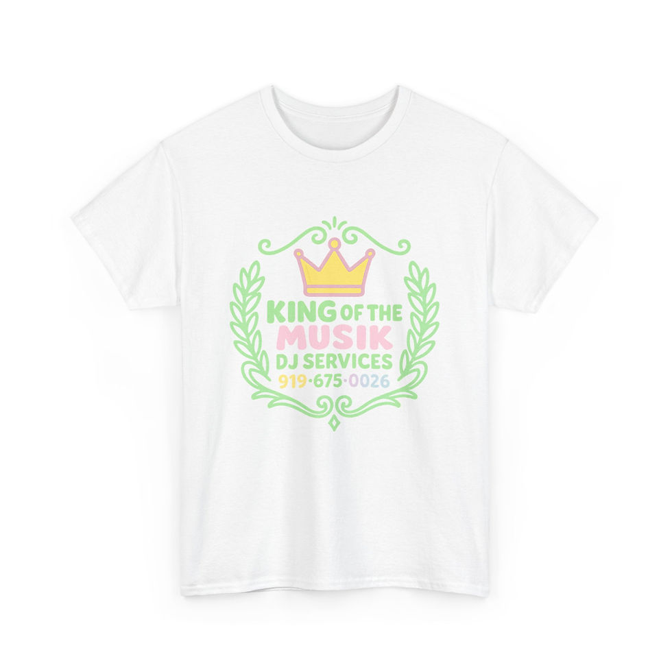 Thumbnail: King of the Musik Unisex Heavy Cotton Tee, Music Lover Gift, DJ Services Shirt