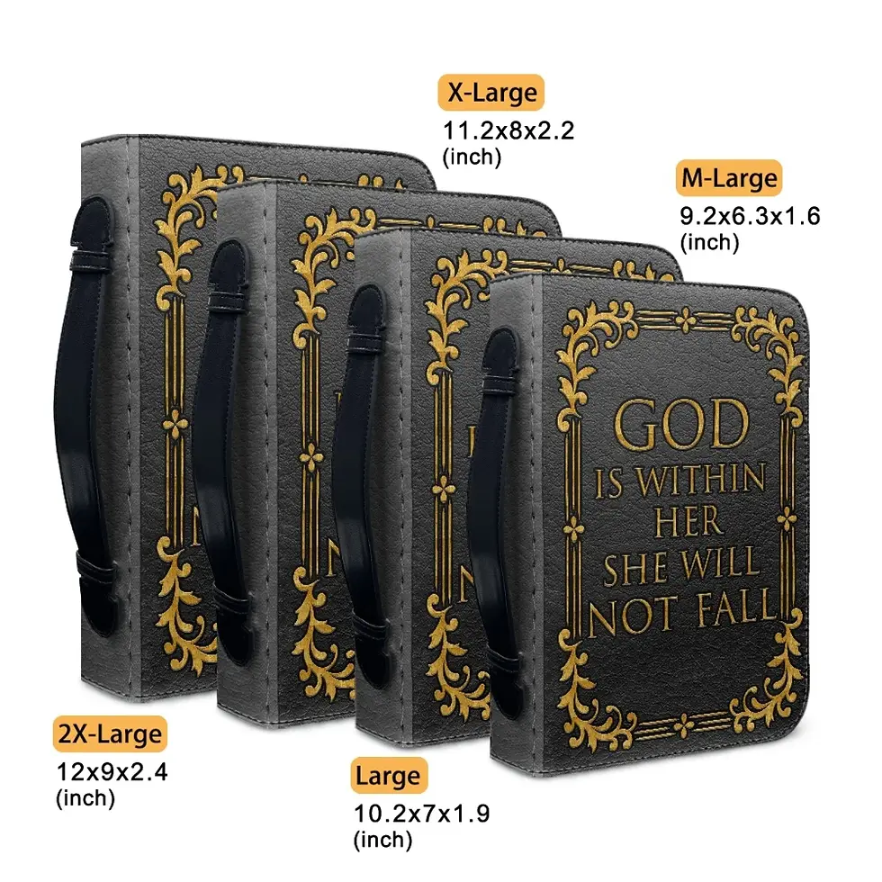 Thumbnail: Multi-Size Printed Zippered Leather Bible Cover With Pen Slots and Pockets