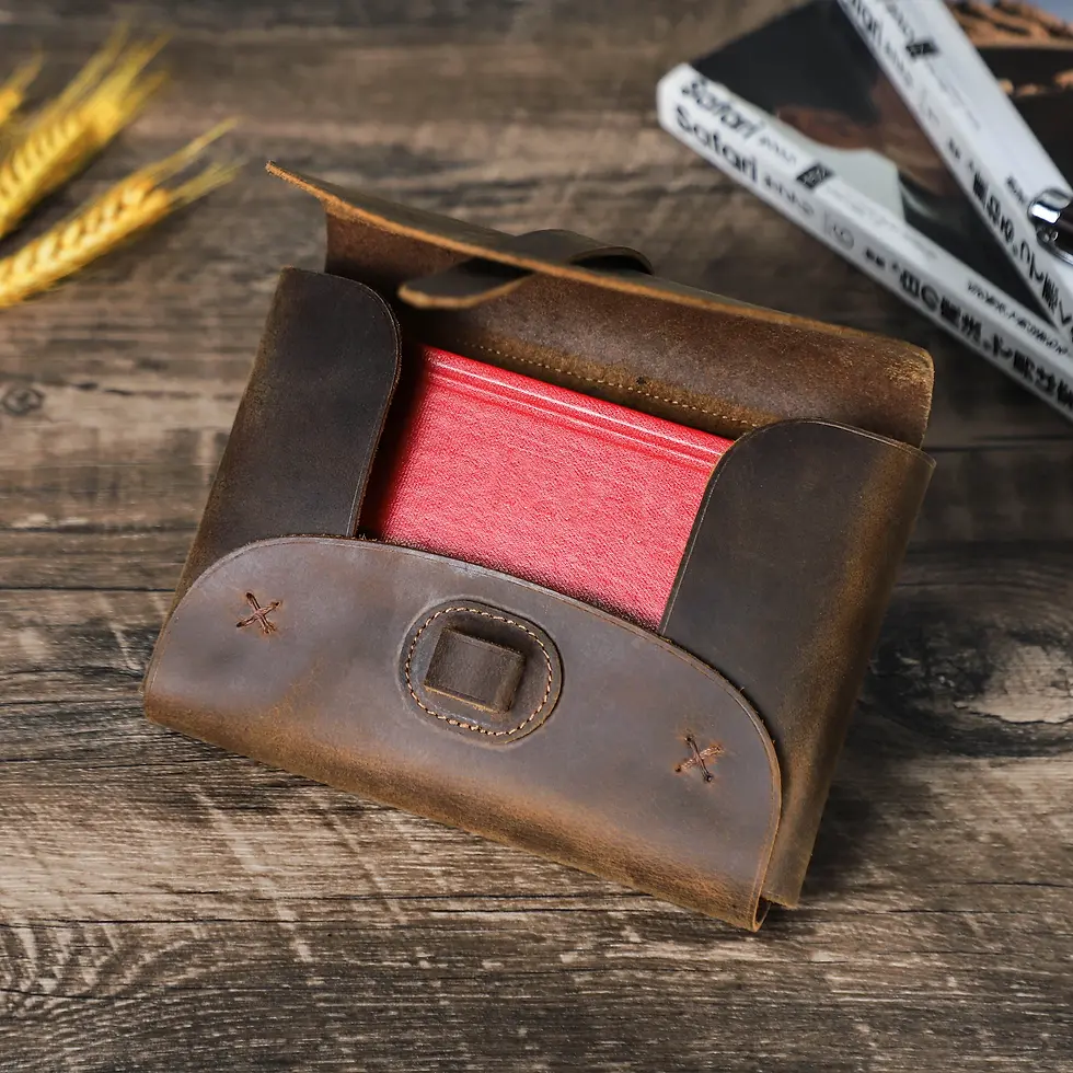 Thumbnail: Vintage Crazy Horse Genuine Leather Bible Cover Handmade Leather Bible Cover
