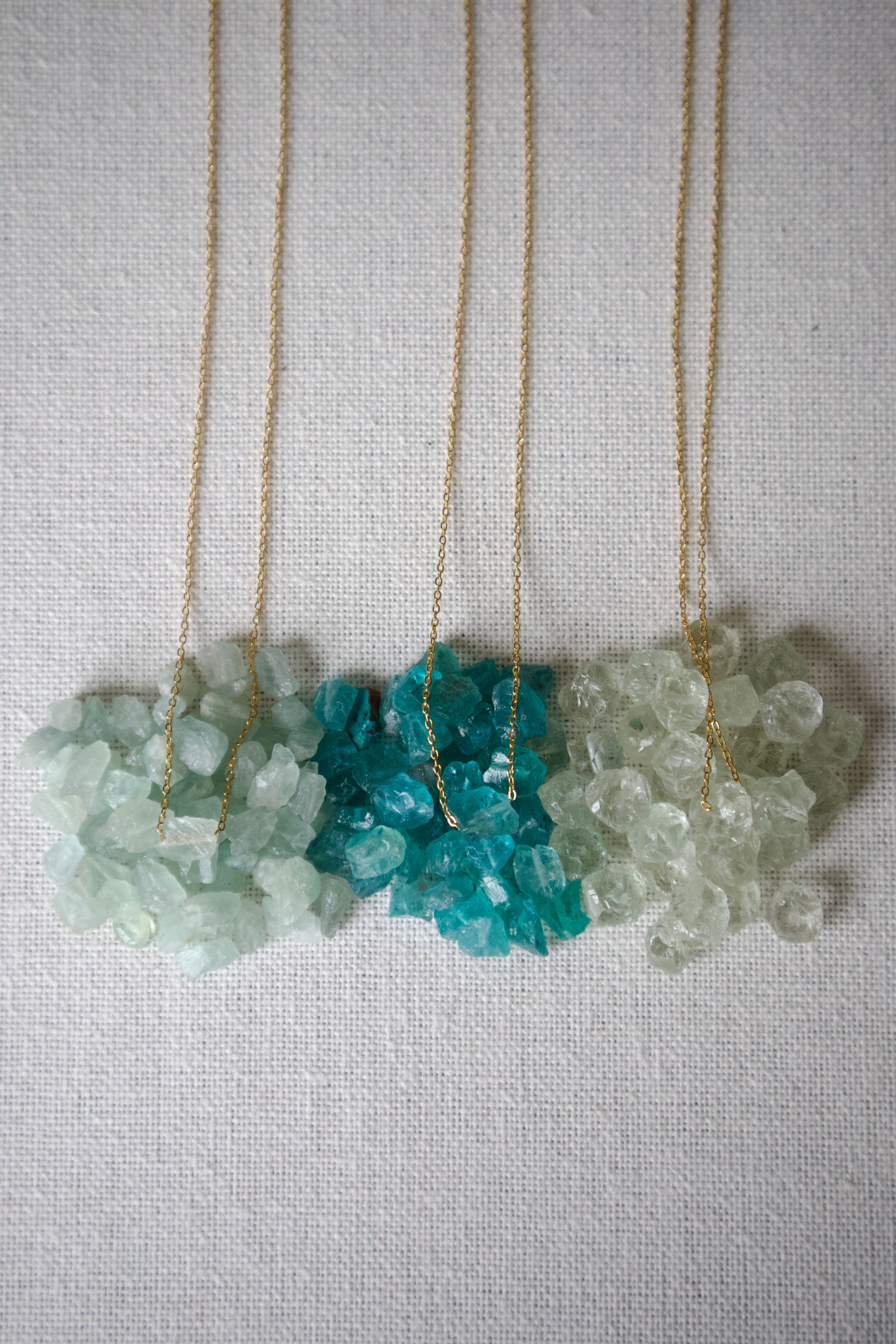 Floating Raw Gemstone Necklace - Gold