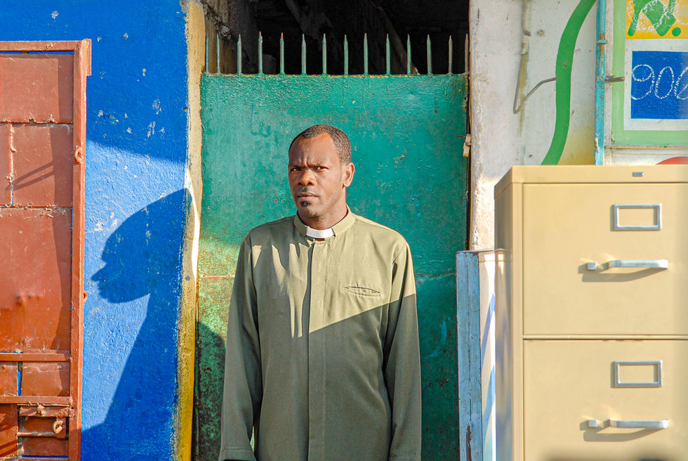Preacher, Martissant slum, Port-au-Prince, Haiti.