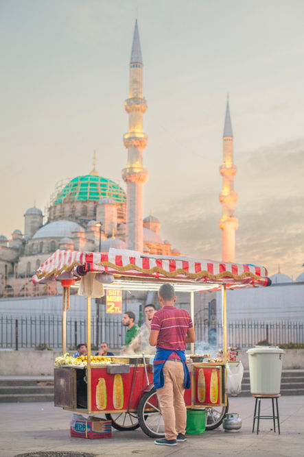 Street stall vendor, Istanbul, Türkiye.