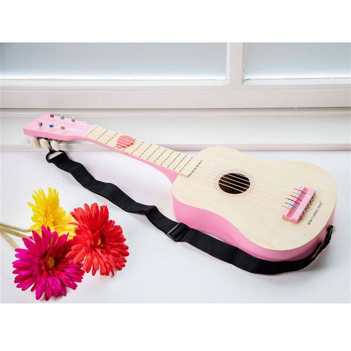 New Classic Toys - Guitare jouet Naturelle Rose 64 cm