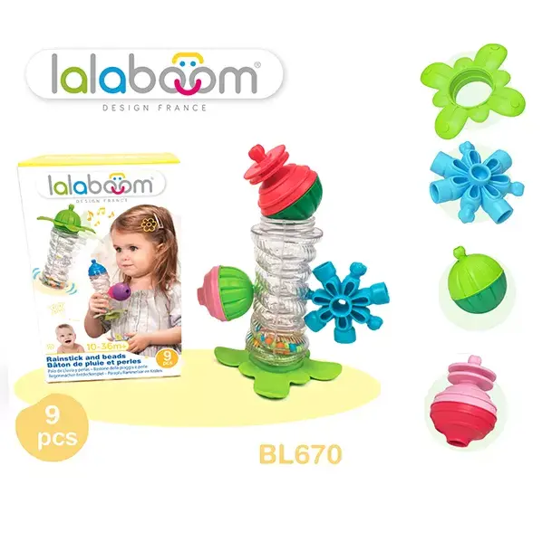 Thumbnail: Lalaboom - Rainstick rattle and motor skills beads - 7 pieces - from 10 months
