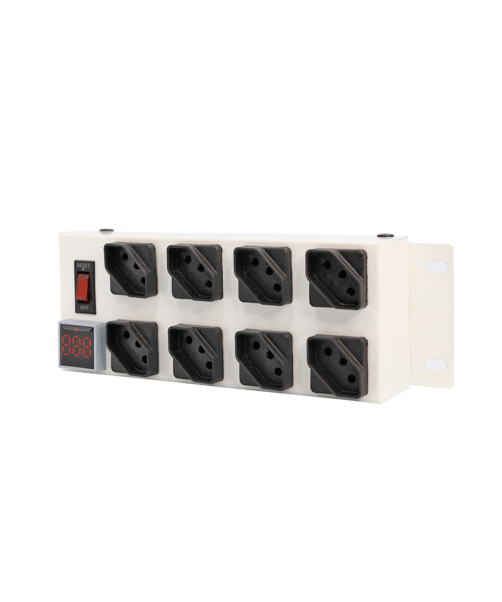 FILTRO DE LINHA METALICO COM VOLTIMETRO DIGITAL 8 TOMADAS