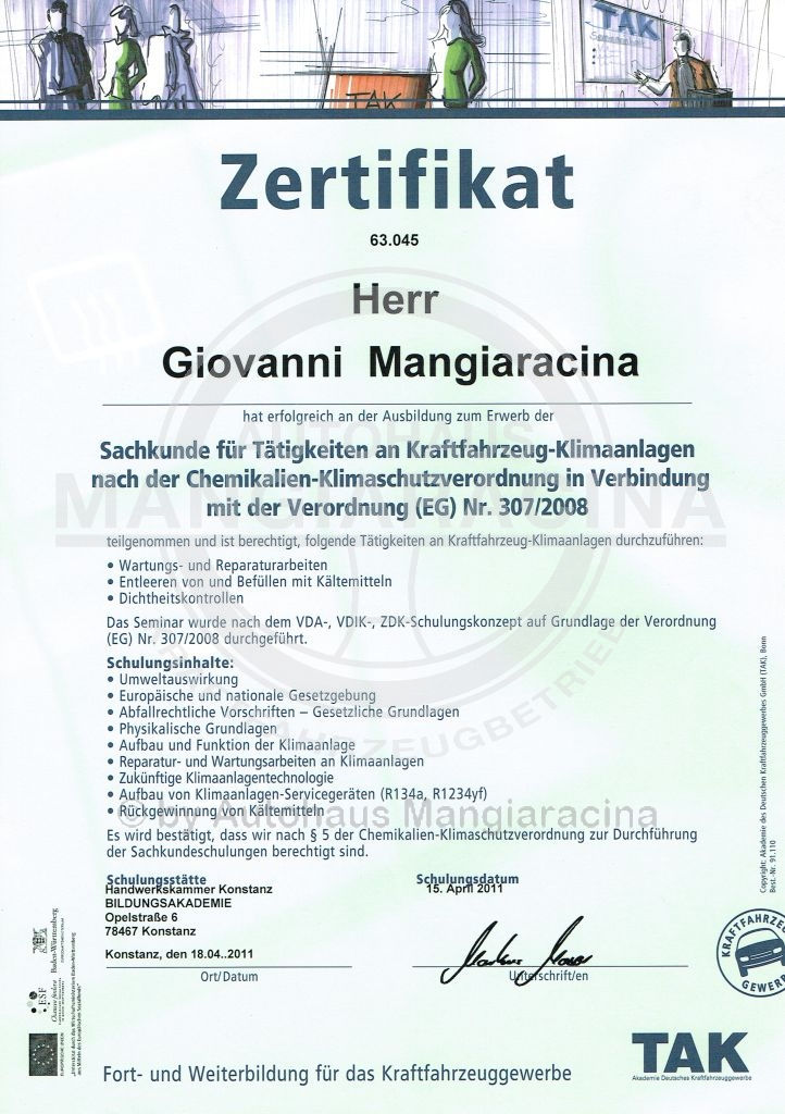 Klima Sachkundenachweis 2011
