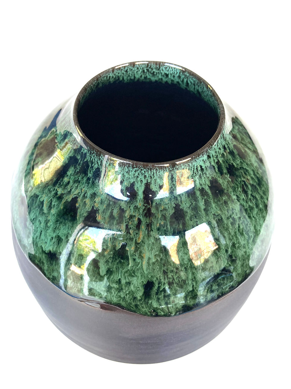 Thumbnail: Onyx and Copper Green Large Moon Jar | H. 30 cm | By Kirsty Adams