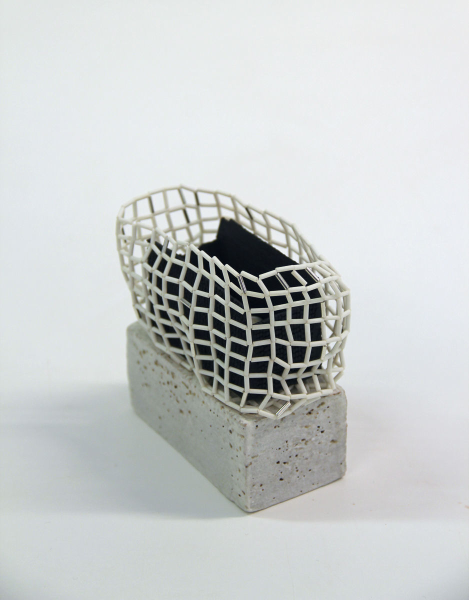 Jet Beaded Box with Cream/Silver Glass Net | 9 x 8.3 x 5 cm | By Ella Porter