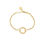 Thumbnail: Image of a delicate gold bracelet featuring a circular pendant featuring clear cubic zirconia.