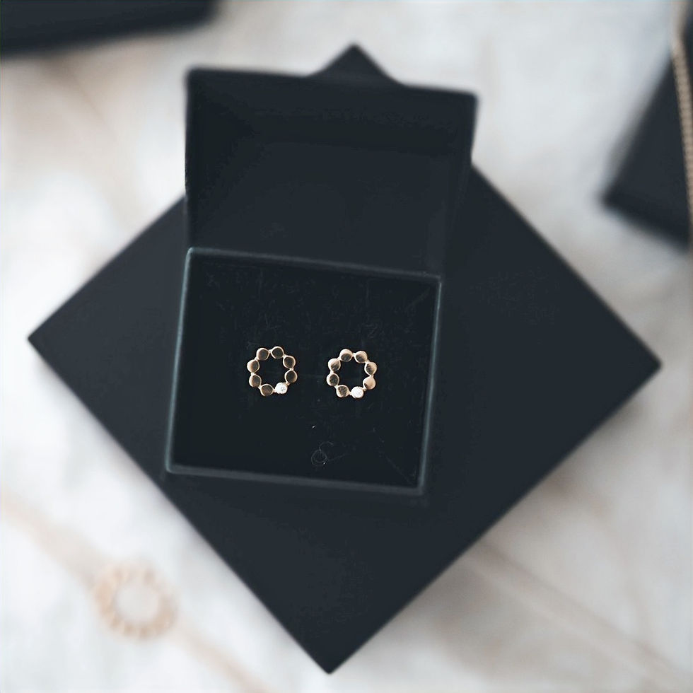 Thumbnail: Sterling silver stud earrings designed in a circular shape of silver discs featuring a clear cubic zirconia