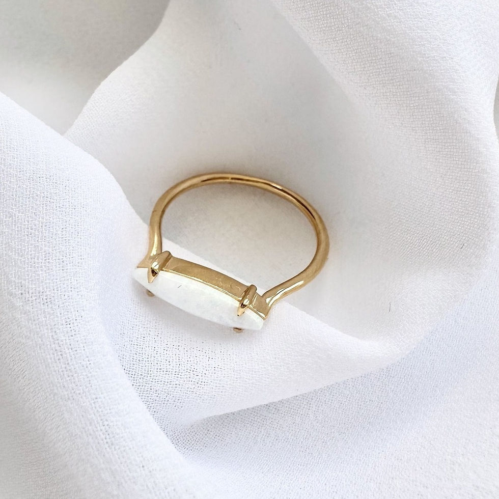 Thumbnail: Gold vermeil ring set with marquise shape white opal