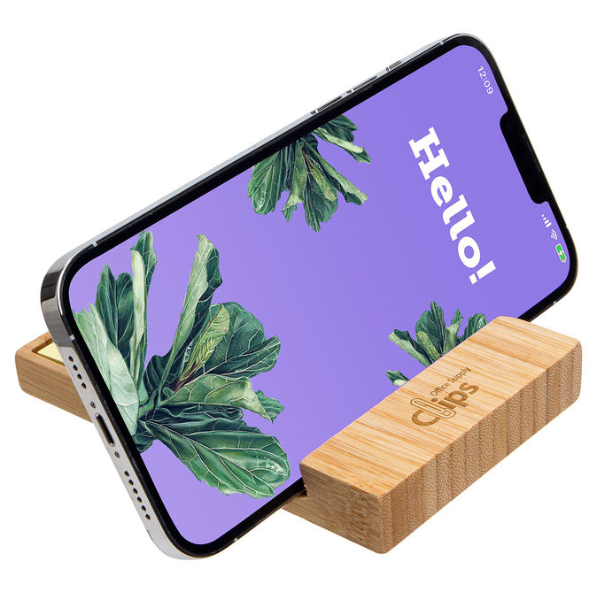 Thumbnail: FSC® Bamboo Sticky Note Dispenser with Phone Holder