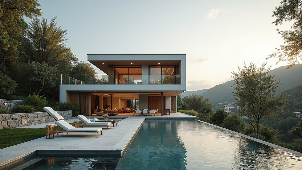 Yakın çekimden Ataşehir'de modern villa iç mekan tasarımı