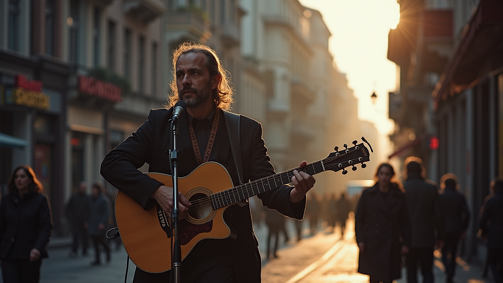 Göz hizasında İstanbul'da trio müzik yapan müzisyenler sahnede