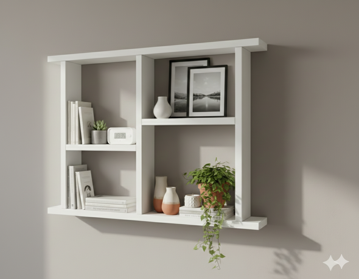 Pencere Formlu Duvar Rafı - MDF - Dekoratif Obje ve Kitap Standı - Model