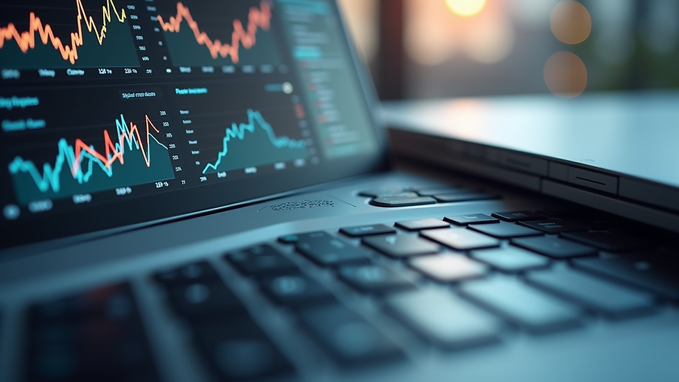 Eye-level view of a laptop screen showing digital marketing analytics