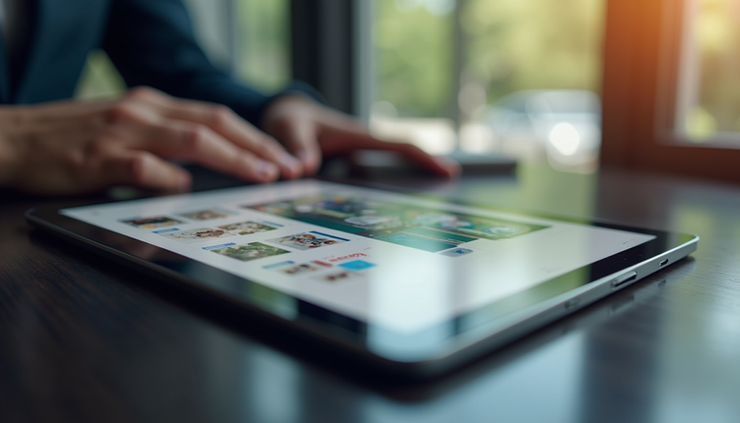 Yakın çekim, mobil uyumlu web tasarımın gösterildiği tablet ekranı