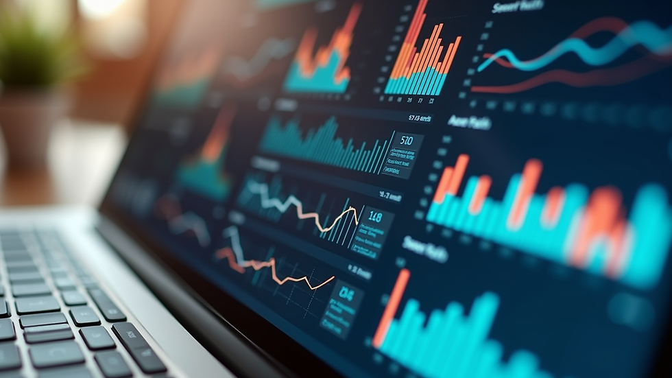 Close-up view of a laptop screen showing digital marketing analytics