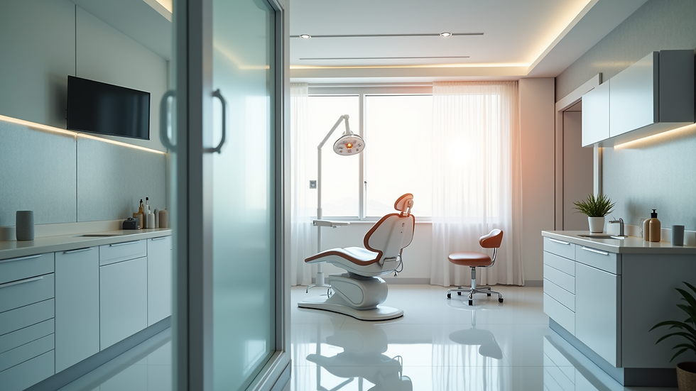 Eye-level view of a modern dental clinic interior in Marmaris