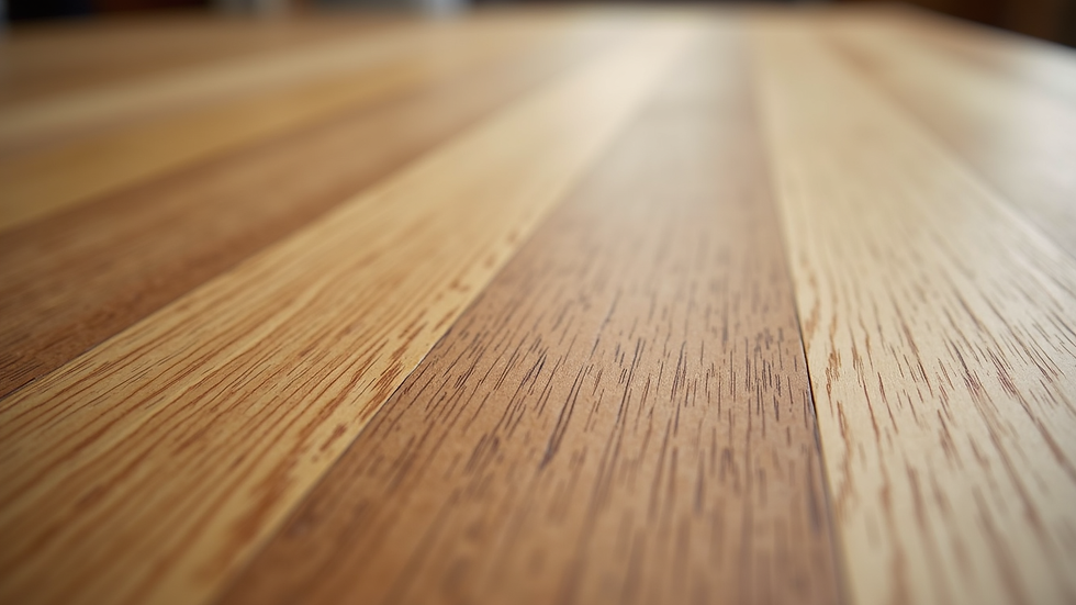 Close-up view of solid oak wood grain with natural oil finish