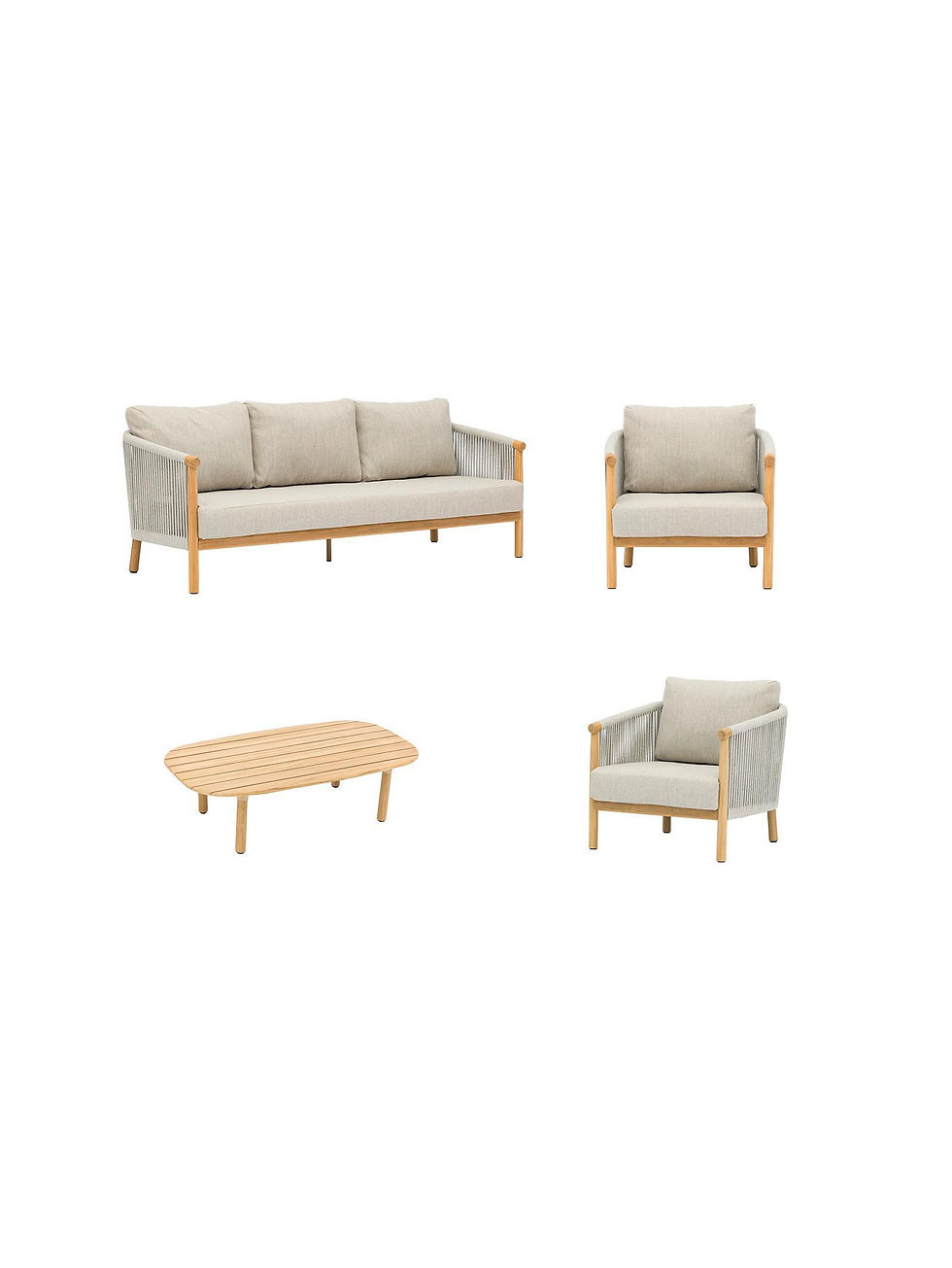 Rebecca Teak Outdoor Sofa Set in Stone
