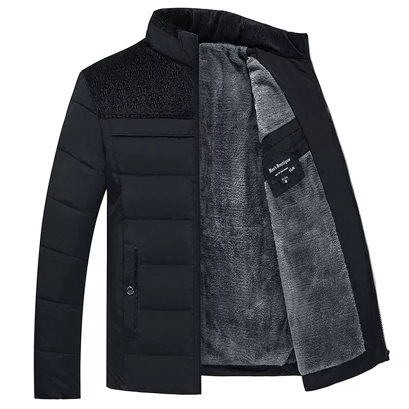 Men's Slim Cotton Parka with Mandarin Collar Winter Jacket
