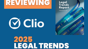 Clio 2025 Legal Trends Report cover showing key industry insights and law firm performance data