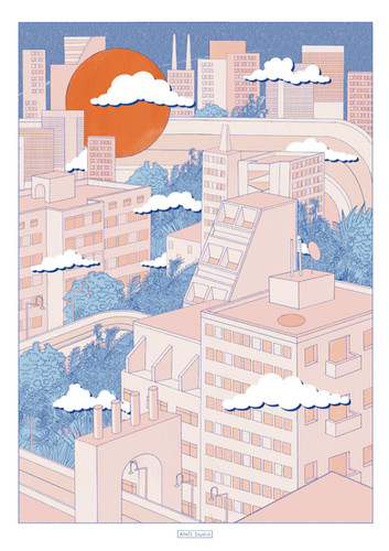poster print Town Japan Tokyo Japanese architecture ANO Studio