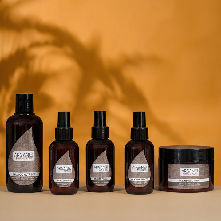 prodotto bellezza con sfondo con ombre visibili di piante, still life in studio, estate