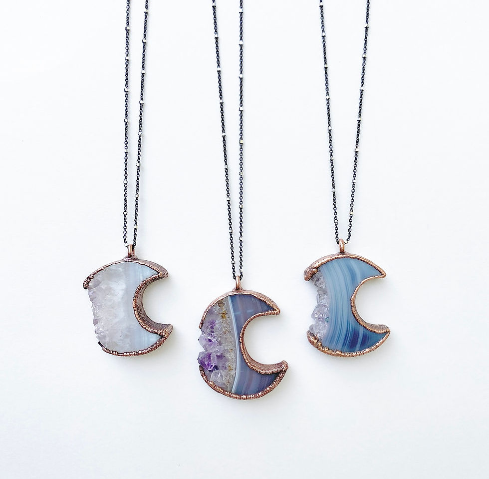 Thumbnail: CRYSTAL MOON NECKLACE | DRUZY CRYSTAL NECKLACE | DRUZY MOON PENDANT