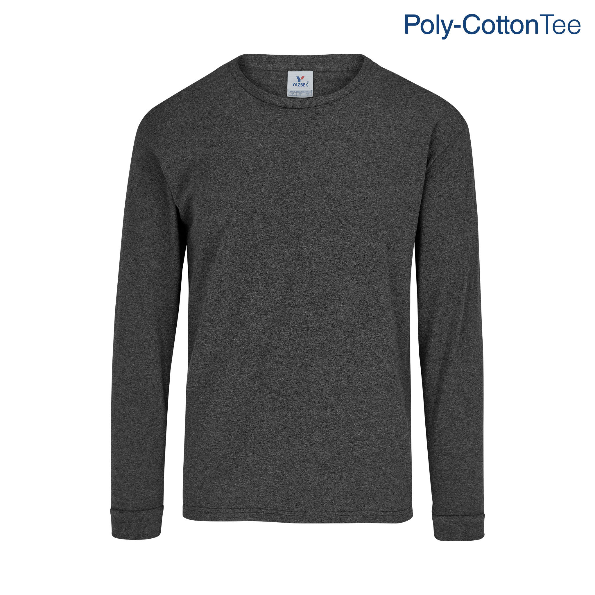 Playera Cuello Redondo Manga Larga Jaspe para Caballero · C0354 NJ · Negro Jaspe