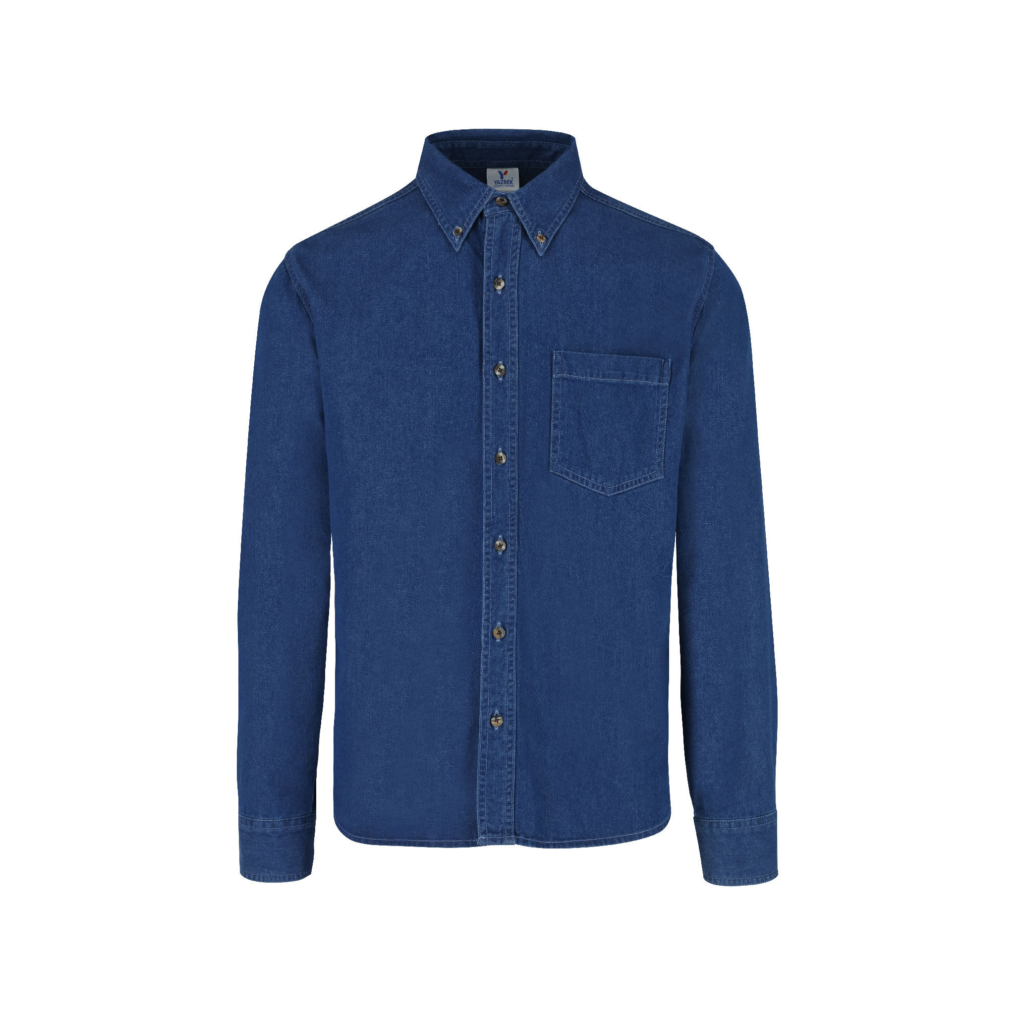 Camisa de Mezclilla Manga Larga para Caballero · Color Índigo Claro