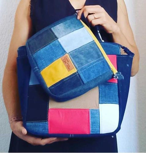 Kit bolsa e necessaire sustentáveis por Karina Barro Dias Ateliê