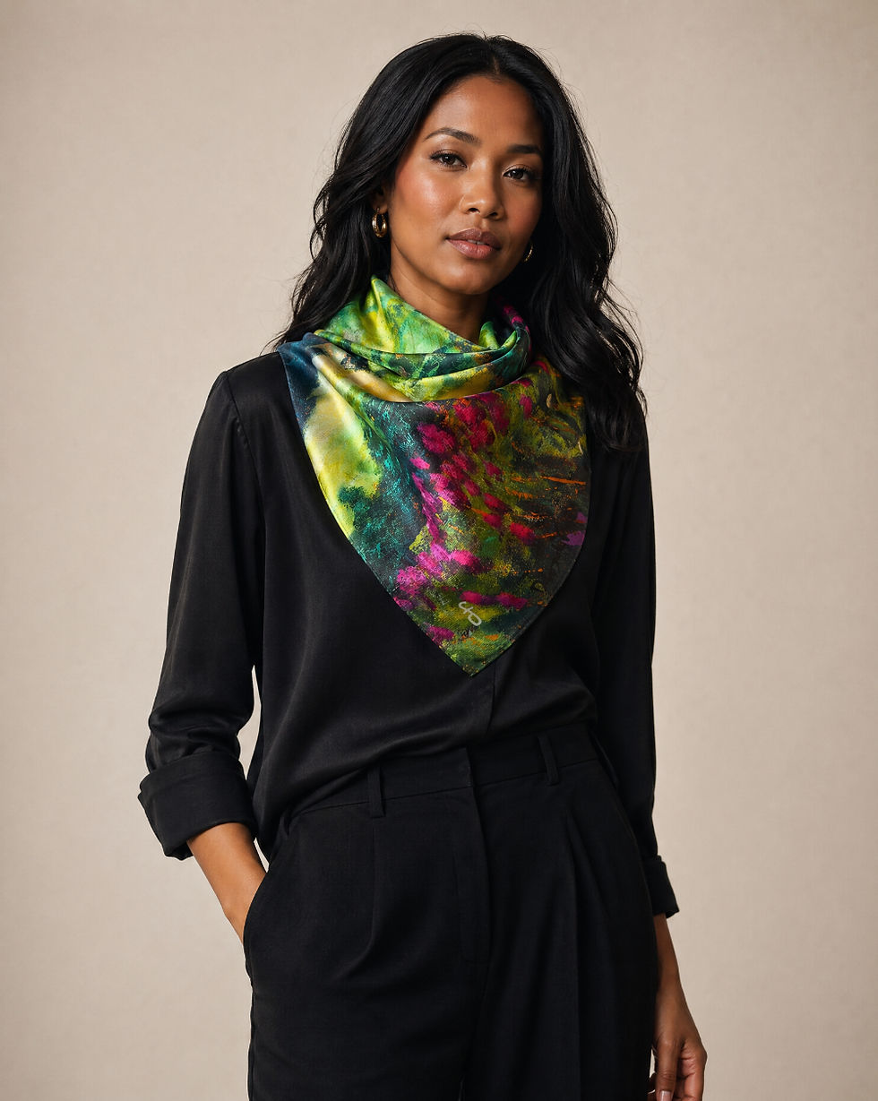 Thumbnail: Silk Scarf 35" - 'Ode to Joy' Design