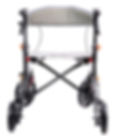Black and gray folding walker with a seat, perfect for mobility assistance.