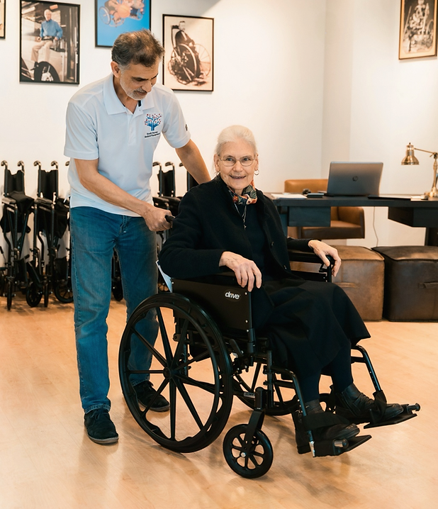 South Surrey Medical Equipment Staff Assisting Elder