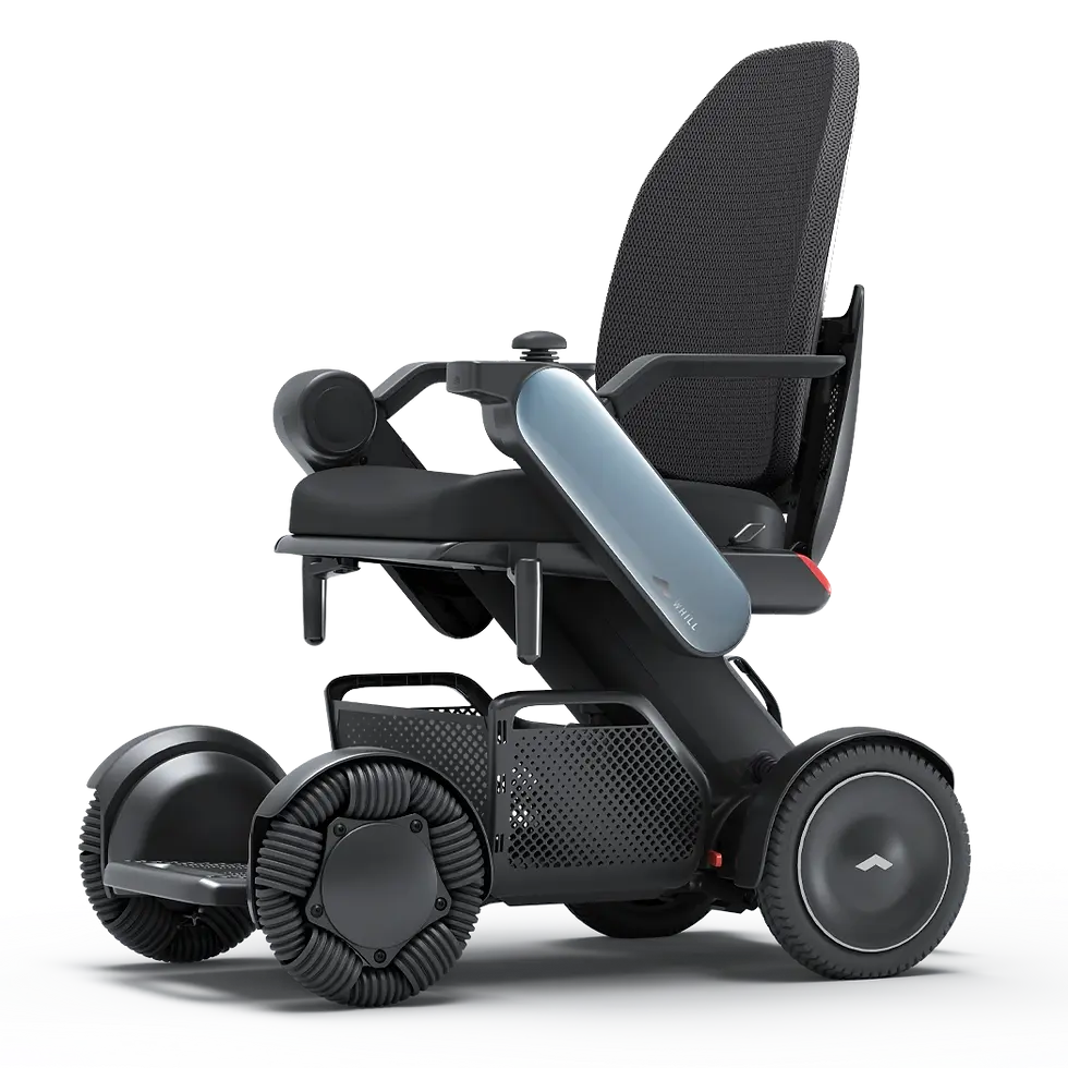 Thumbnail: WHILL Model C2 High Back with light blue arm covers