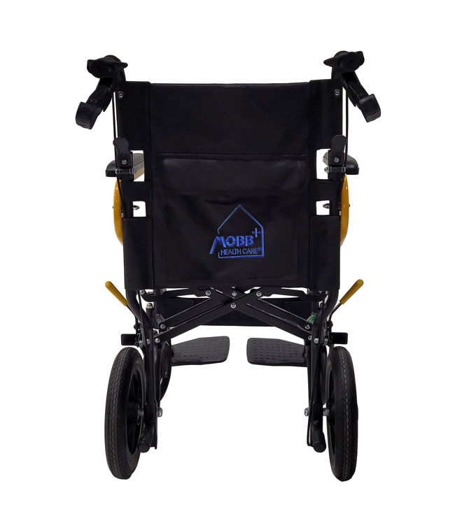 Thumbnail: Black wheelchair with visible text Home Medical, for use details.