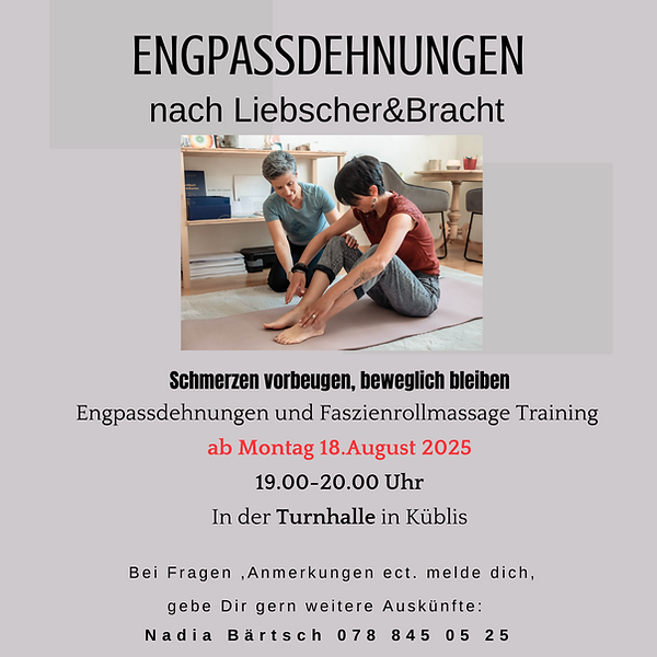 Schmerzen vorbeugen, beweglich bleiben Engpassdehnungen und Faszienrollmassage jeweils Mit