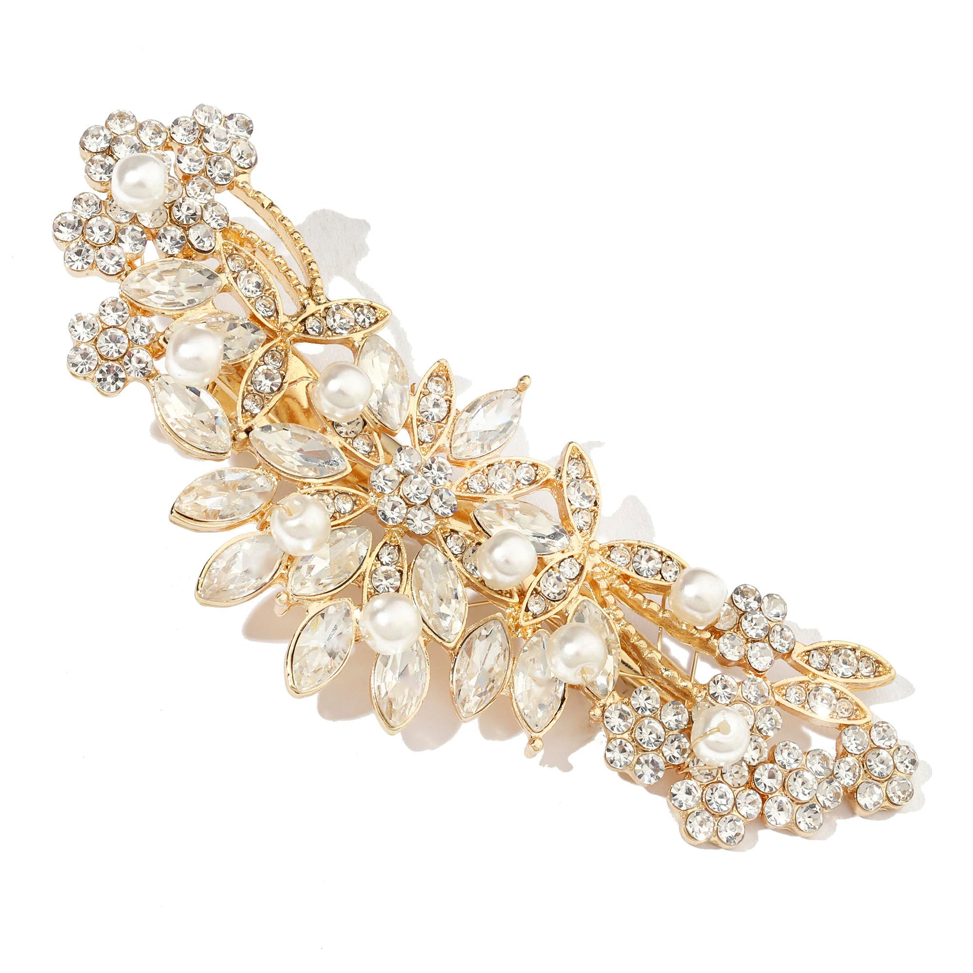 Hapibuy Crystal Hair Clip Rhinestone Pearl Hair Comb Gold Wedding Hair Acessory