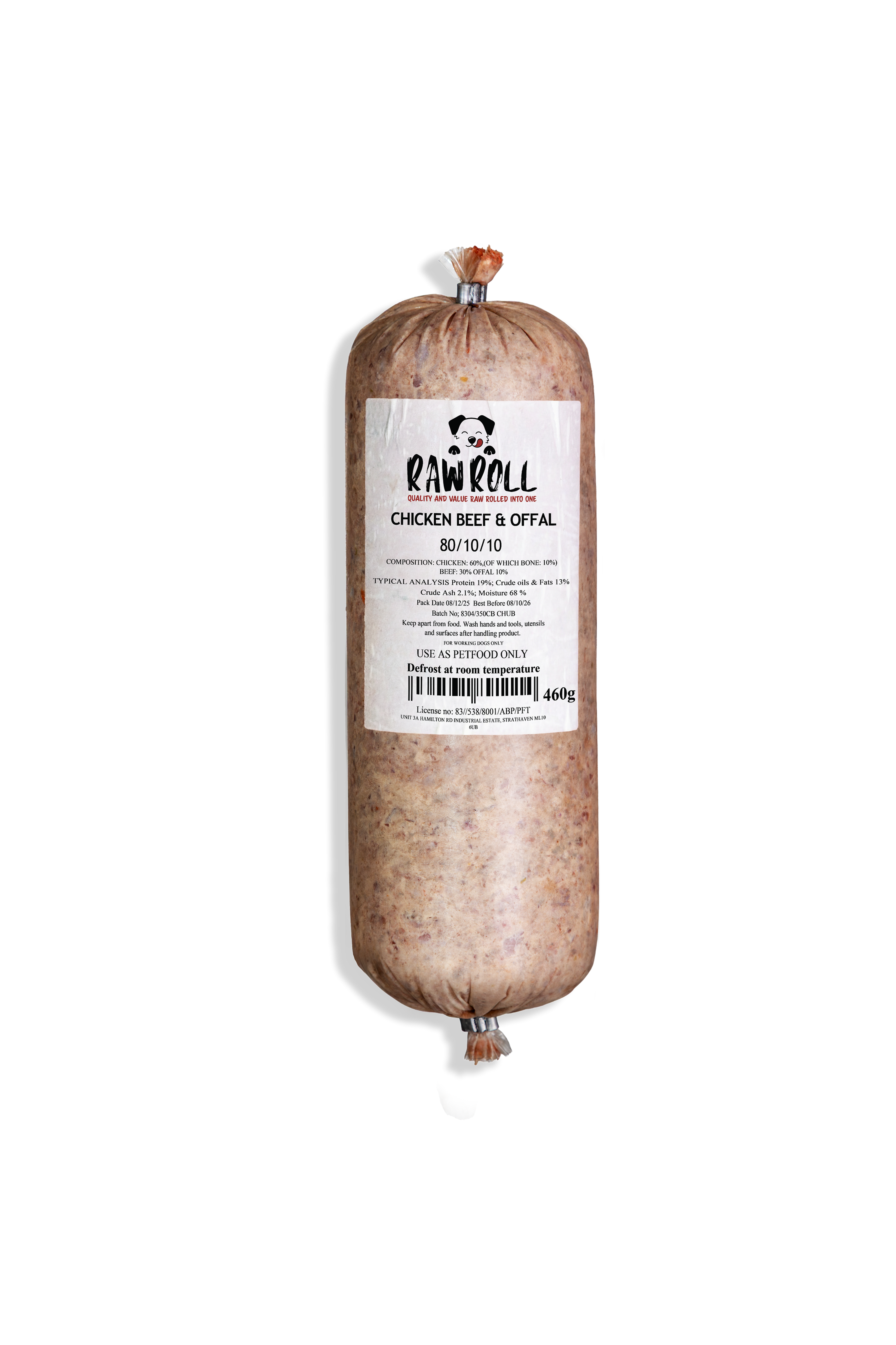 Raw Roll Chicken Beef & Offal 80/10/10 20x460g