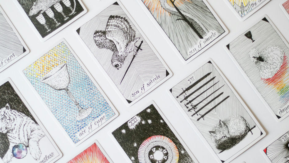 Tarot cards on a table