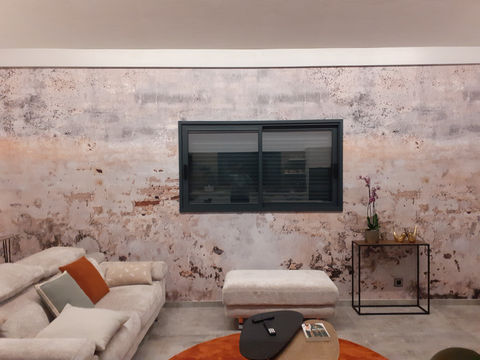 Papier peint panoramique murs vieilli