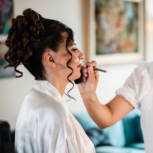 Bridal makeup application by A.N. Artistry lead artist on-site at the General’s Residence in San Francisco.