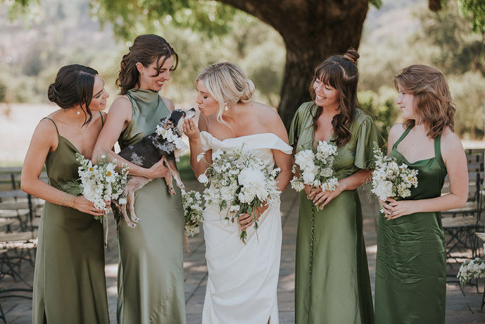 Triple S Ranch Calistoga wedding party with bridal makeup by AN Artistry.