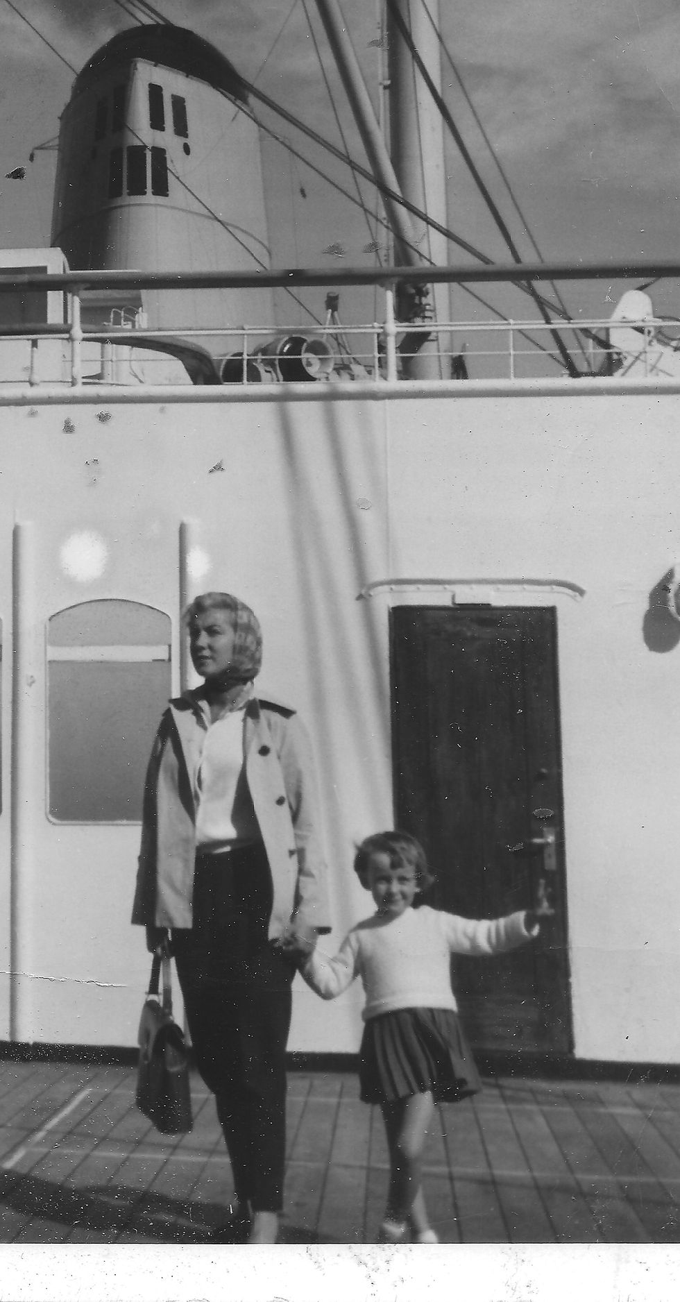 My mother and me aboard the cruise ship SS Arcadia in 1962 -- the only 'overseas' trip we did together.
