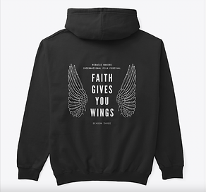 Miracle Makers International Film Festival Faith Gives You Wings merch supporting faith-driven creators and uplifting media